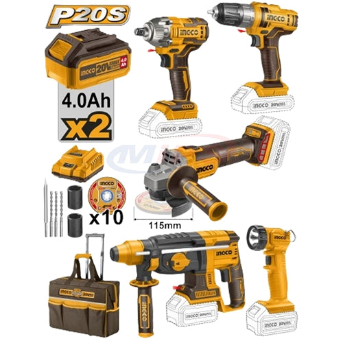 INGCO CORDLESS 5PCS COMBO KIT INDUSTRIAL -CKLI2059