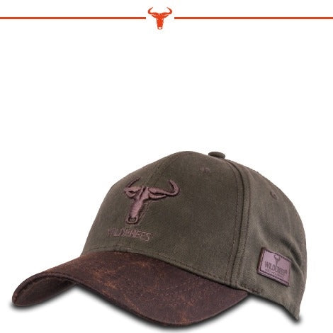 Wildebees 2 Tone Oilskin Logo Cap - Olive/Choc