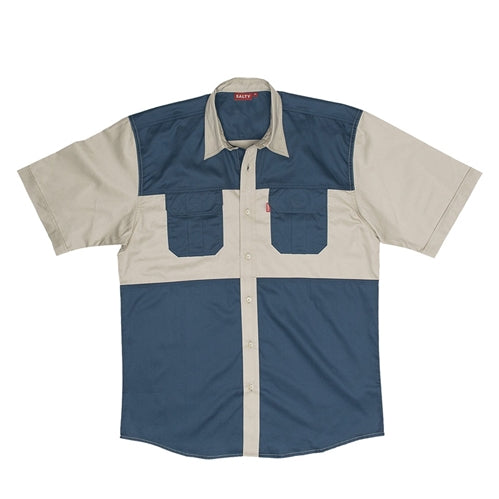 Salty Two Tone Shirt Stone/Navy S/S