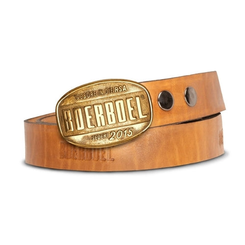 Boerboel Ladies Tan Leather Belt with Brass Buckle (Antique)