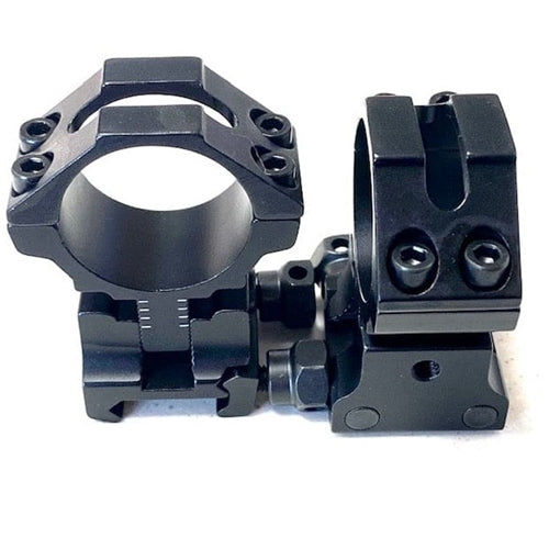 TWO PIECE 25/30MM PICATINNY HEIGHT ADJUSTABLE SCOPE MOUNT SET WITH WIDE BASE