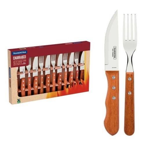 Tramontina Cutlery Braai Set 12pc Wood Brown